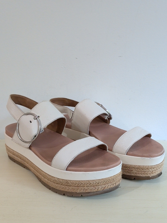 UGG Shoes - SALE! Ugg White Leather Platform Espadrille Sandals with Silver Buckle Size 9